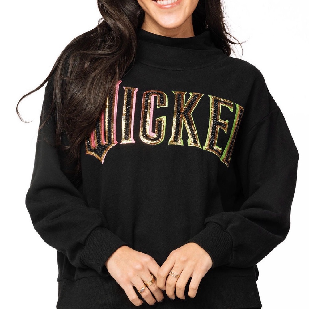 Queen of Sparkles X Wicked Licensed Black "Wicked" Logo Sweatshirt